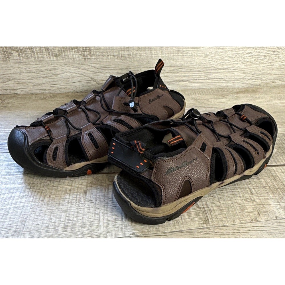 Eddie Bauer Troy Men's 13 Leather Hiking Sandals Closed Toe Gorpcore Bungee